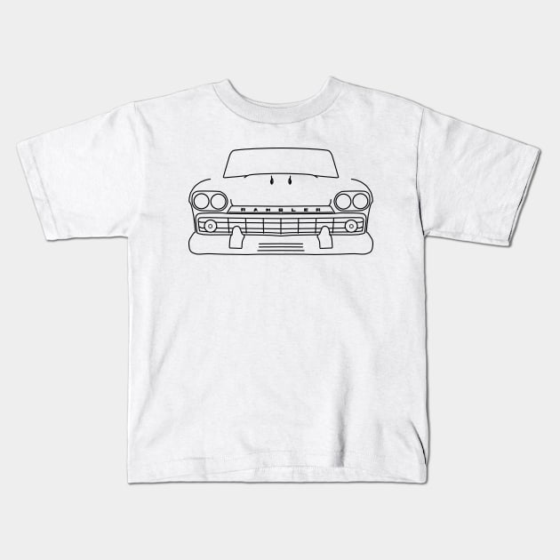 1959 AMC Rambler classic car black outline graphic Kids T-Shirt by soitwouldseem